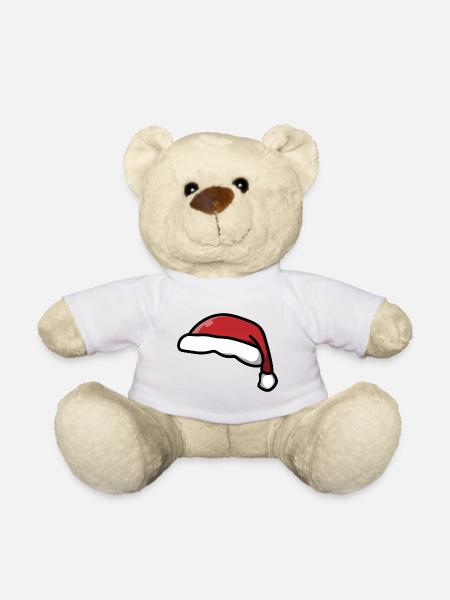 Bonnet de Noel / Bonnet de Noel / Chapeau de Père Noël - Nounours - blanc