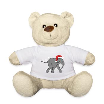 Elefanten Weihnachts Baby mit Weihnachtsmütze - Teddy - Weiß - Vorne