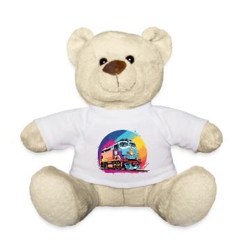Colorful Colorful Diesel Locomotive - Teddy Bear - white - Front
