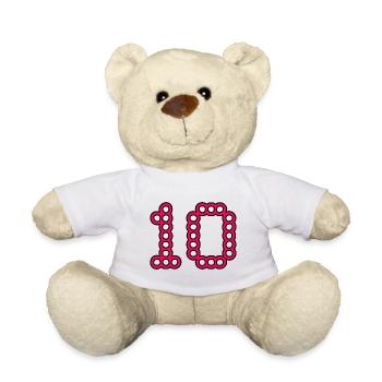 10. 10 ANS. 10e ANNIVERSAIRE. ANNIVERSAIRE 10 ANS. - Nounours - blanc - Devant