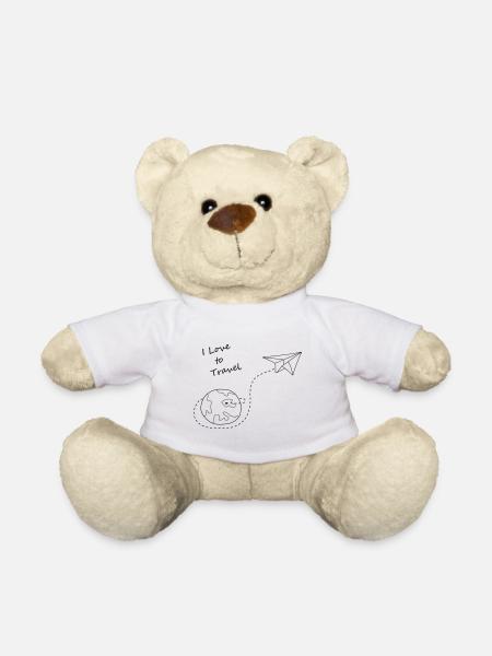 Paper airplane travel - Teddy Bear - white