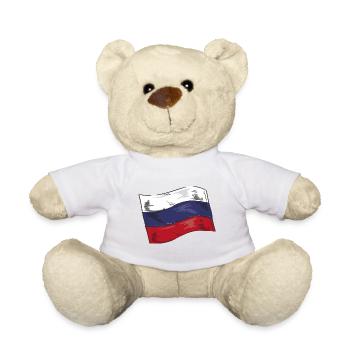 Drapeau de russie Vintage Drapeau russe d’occasion Look - Nounours - blanc - Devant