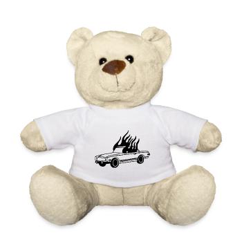 Voiture en flammes - Voiture classique - Nounours - blanc - Devant