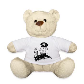 policier en colère montrant doigt du milieu - Nounours - blanc - Devant
