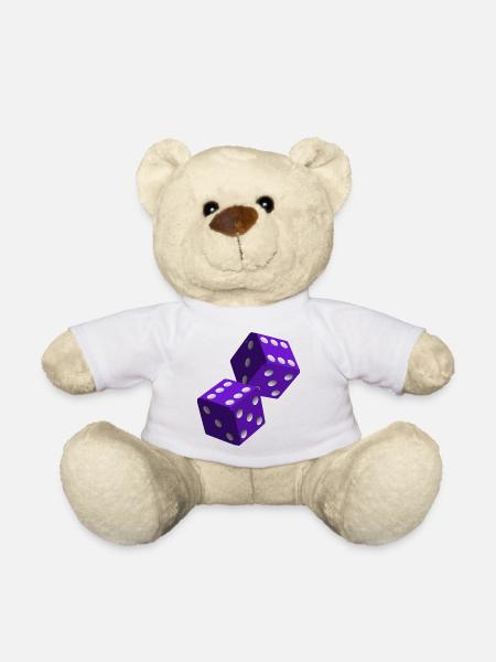 Cube purple with white numbers - Teddy Bear - white
