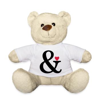 Ampersand Herz - Liebe Geschenk Zeichen der Liebe - Teddy - Weiß - Vorne