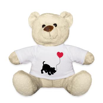 hund mit Luftballon - herz doglover - Kindermotiv - Teddy - Weiß - Vorne