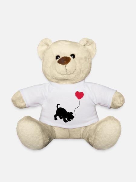 hund mit Luftballon - herz doglover - Kindermotiv - Teddy - Weiß