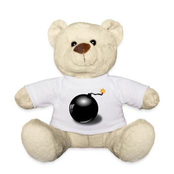 Bombe cartoon noir, mèche éclatante - Nounours - blanc - Devant