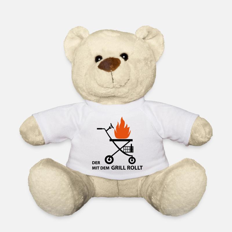 Rollator mit Grill – Geschenk für Opa - JGA - Teddy - Weiß