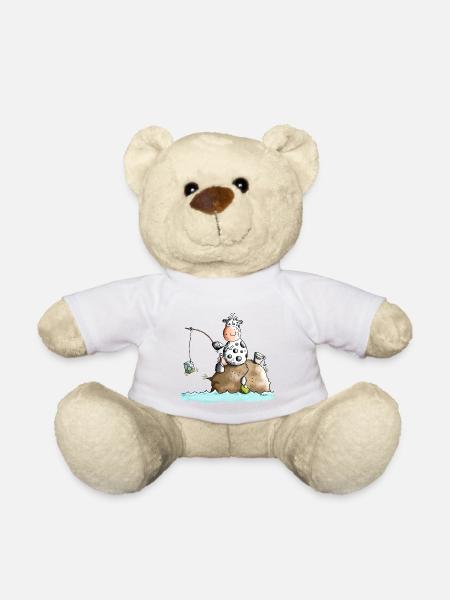 Anglerglück - Angler - Teddy - Weiß