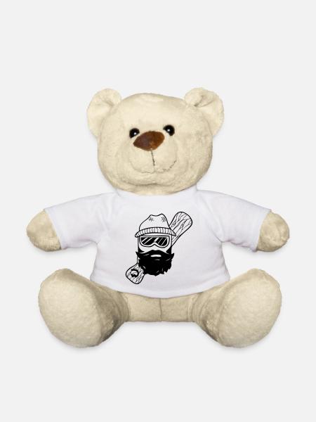 Cooler Bärtiger Holz-Boarder für Shirts, Hoodies - Teddy - Weiß
