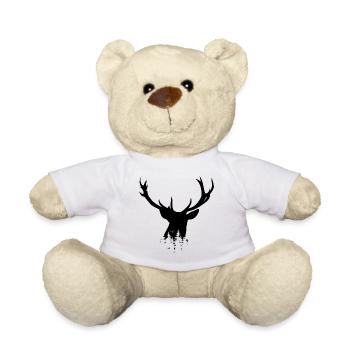hirsch geweih deer forest symbol portrait Wald - Teddy - Weiß - Vorne