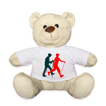 Nordicwalking Walker Silhouette bunte Figuren - Teddy - Weiß - Vorne