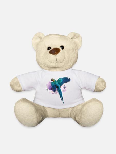 Blauer und gelber Ara - Teddy - Weiß