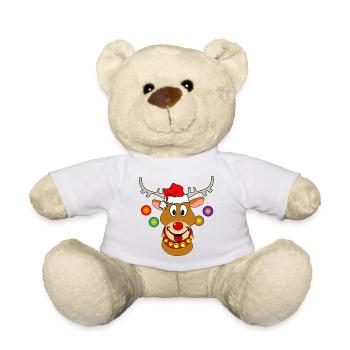 Merry Christmas Rudolf reindeer christmas balls - Teddy Bear - white - Front