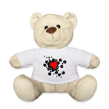 Rotes Herz mit schwarzen und weissen Punkten - Teddy - Weiß - Vorne