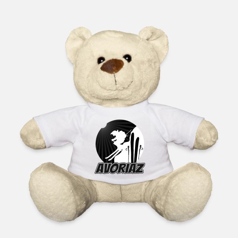 Avoriaz Ski-Silhouette-Sprung - Teddy - Weiß
