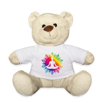radiant colorful yoga mandala with silhouette - Teddy Bear - white - Front