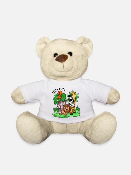 2. Geburtstag - Ich bin 2 - Tiere Wildnis - Teddy - Weiß