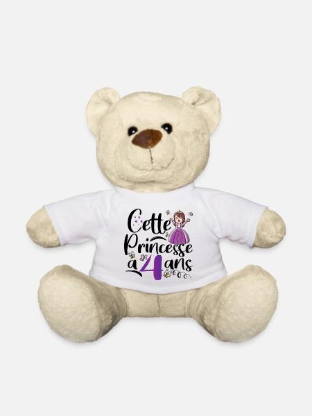 Anniversaire 4 ans Princesse Cadeau - Nounours - blanc