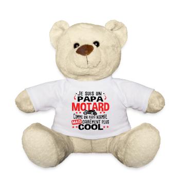 Papa Motard Moto Motocross Humour Cadeau Citations - Nounours - blanc - Devant