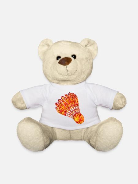 Badminton Federball Feuer Zeichnung - Teddy - Weiß