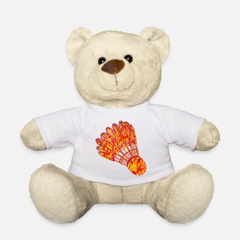 Badminton Federball Feuer Zeichnung - Teddy - Weiß