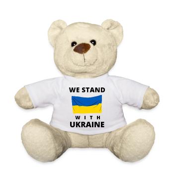Ukraine Flag. we stand with ukraine - Teddy Bear - white - Front