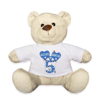 5. Geburtstag Alles Gute zum Geburtstag in Blau - Teddy - Weiß - Vorne