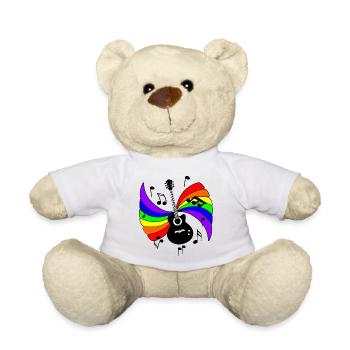 Gitarre mit Regenbogen- und Musiknoten - Teddy - Weiß - Vorne