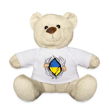 Ukraine Flag Vintage Ukrainian Flag Used Look - Teddy Bear - white - Front