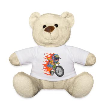 Biker mit Flammen - Teddy - Weiß - Vorne