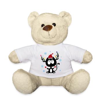 Humour chat avec guirlandes de noël ! - Nounours - blanc - Devant