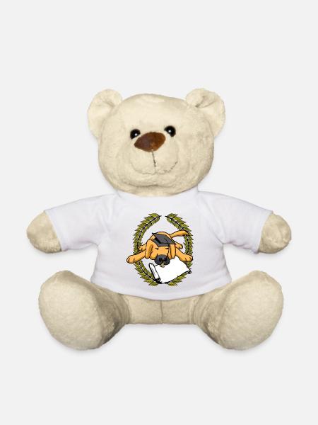 Lorbeerkranz Hund Gelehrter Meister Diplom Prüfung - Teddy - Weiß