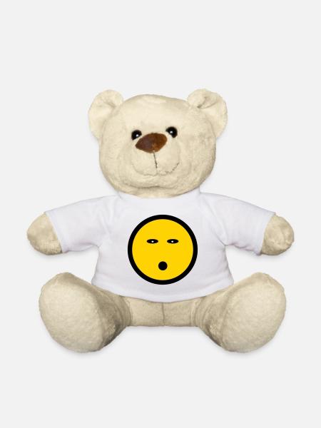 Energieloses Emoticon - Bildsymbol - Strichgesicht - Teddy - Weiß