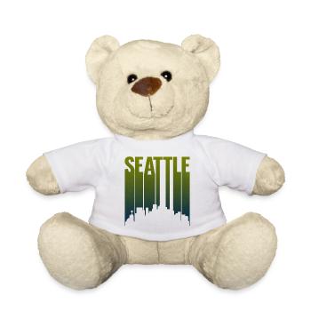 Seattle Skyline Grüngradient - Teddy - Weiß - Vorne