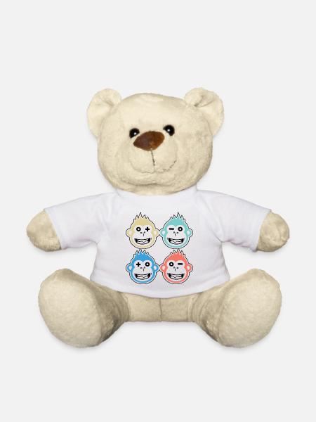 4 glückliche Affen - Teddy - Weiß