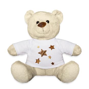Stars in dark wood look with grain - Teddy Bear - white - Front