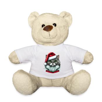 Beautiful cat wearing Christmas hat - Teddy Bear - white - Front