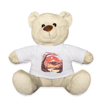 Cherry Blossom Landscape - Teddy Bear - white - Front