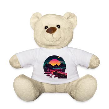 Synthwave Style Road - Teddy Bear - white - Front