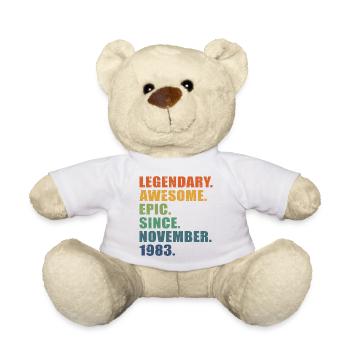 40th Birthday, November 1983, 40 Year Anniversary - Teddy Bear - white - Front