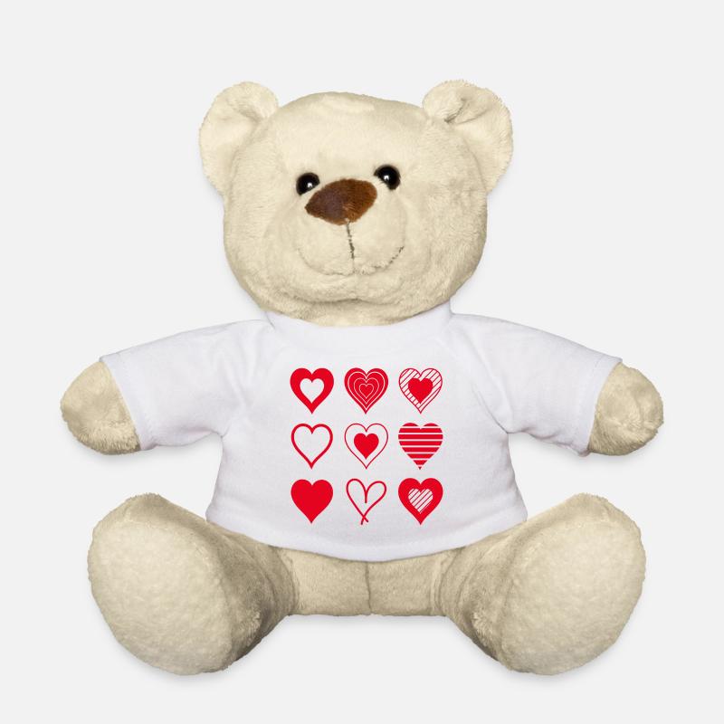 Red Hearts - Teddy Bear - white