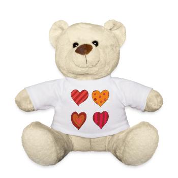 Heart variation 4er - Teddy Bear - white - Front
