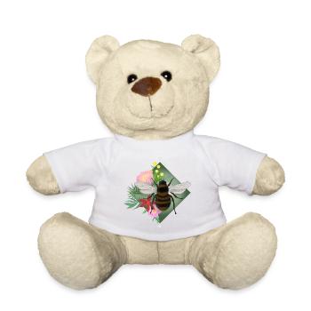 Bienen und Blumen Frühlingsdesign - Teddy - Weiß - Vorne