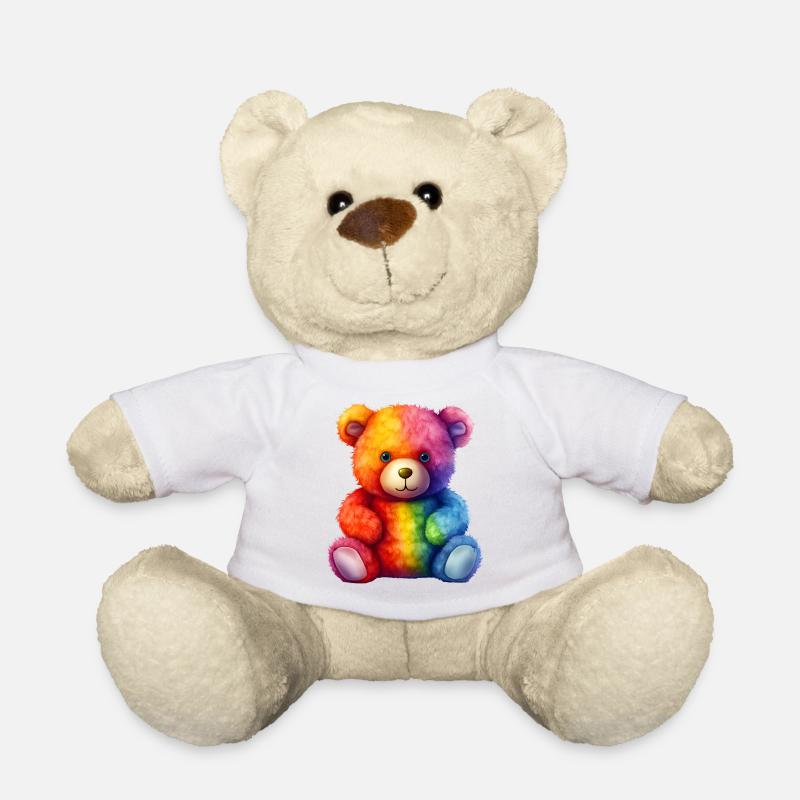 Regenbogen Plüsch Bär Umarmung - Teddy - Weiß
