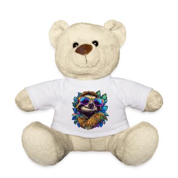 Faultier, Sonnenbrille, entspannt, gechillt, chill - Teddy - Weiß - Vorne
