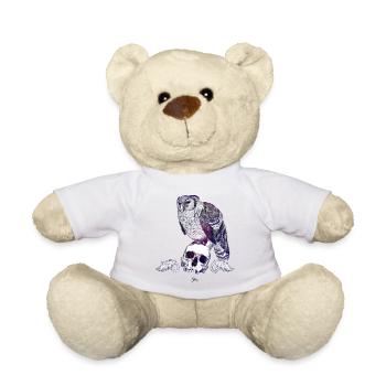 Chouette grand-duc et crâne d’Eurasie avec ornements - Nounours - blanc - Devant