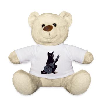 Musiker Schwarze Katze Gitarrist Bombay Katzen - Teddy - Weiß - Vorne